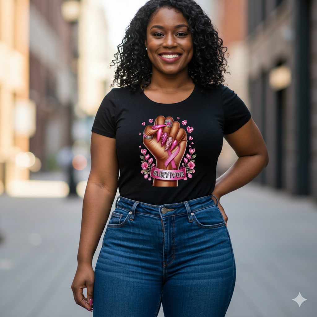 pink breast cancer nails tee shirt